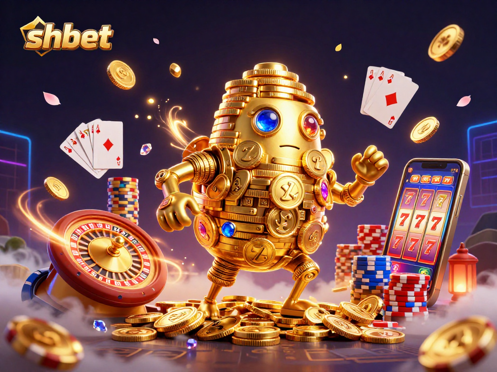 Experience the thrill of shbet gaming as cascading coins and golden symbols create an exhilarating casino atmosphere.