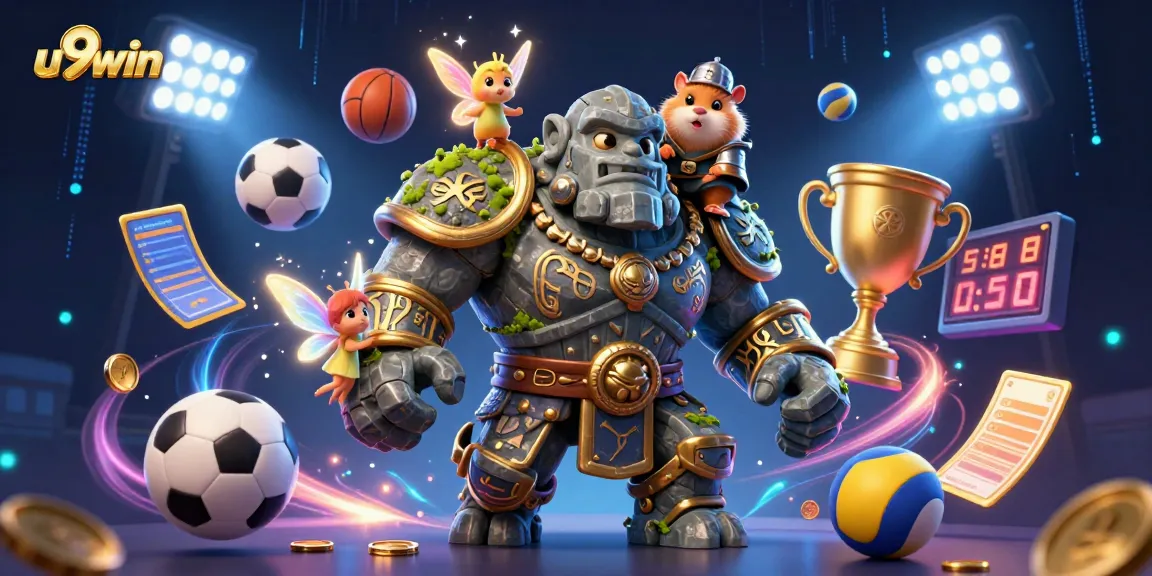 Experience thrilling sports betting action with u9win, featuring animated characters and dynamic game elements.