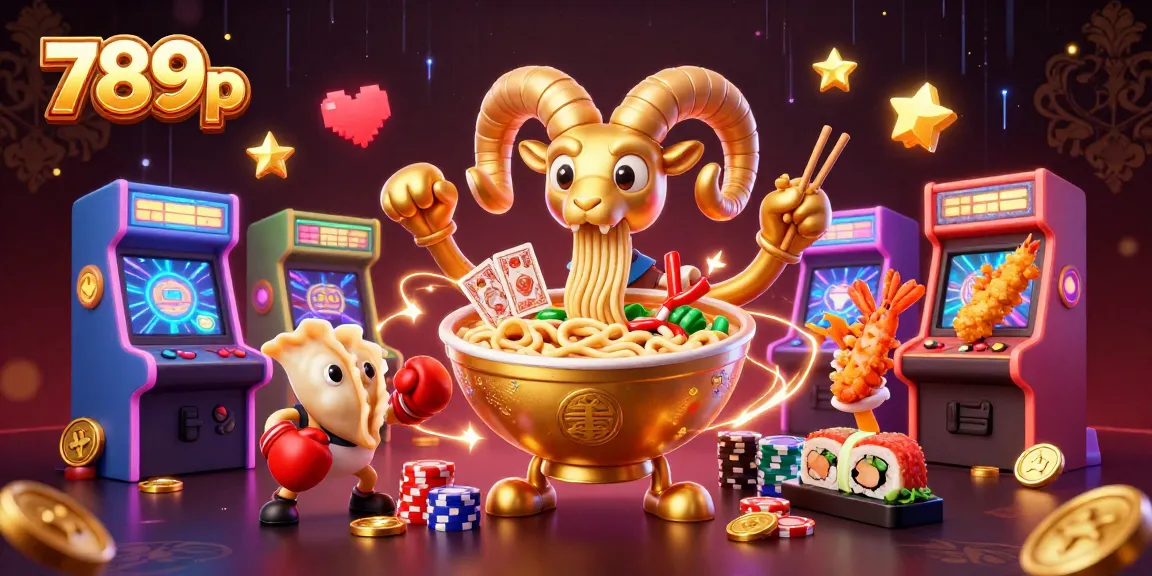 Experience the thrill of 789p as a giant golden ramen bowl sets the scene for gaming excitement!