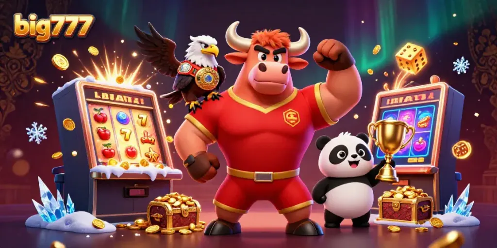 Experience the thrill of big777 with a winning jackpot scene featuring vibrant characters and casino elements.