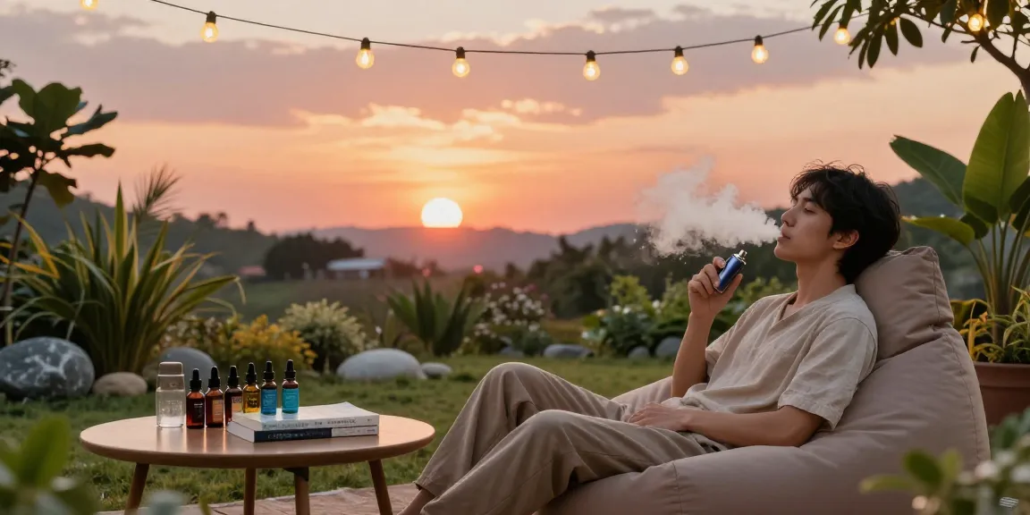 How To Vape safely with premium CBD vape oils in a serene outdoor setting, highlighting organic wellness.