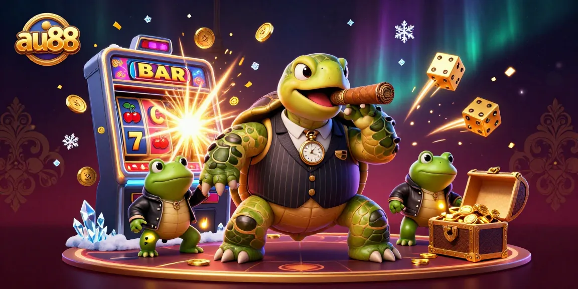 Play slots like never before at au88 with vibrant visuals and chaotic fun in a casino scene.