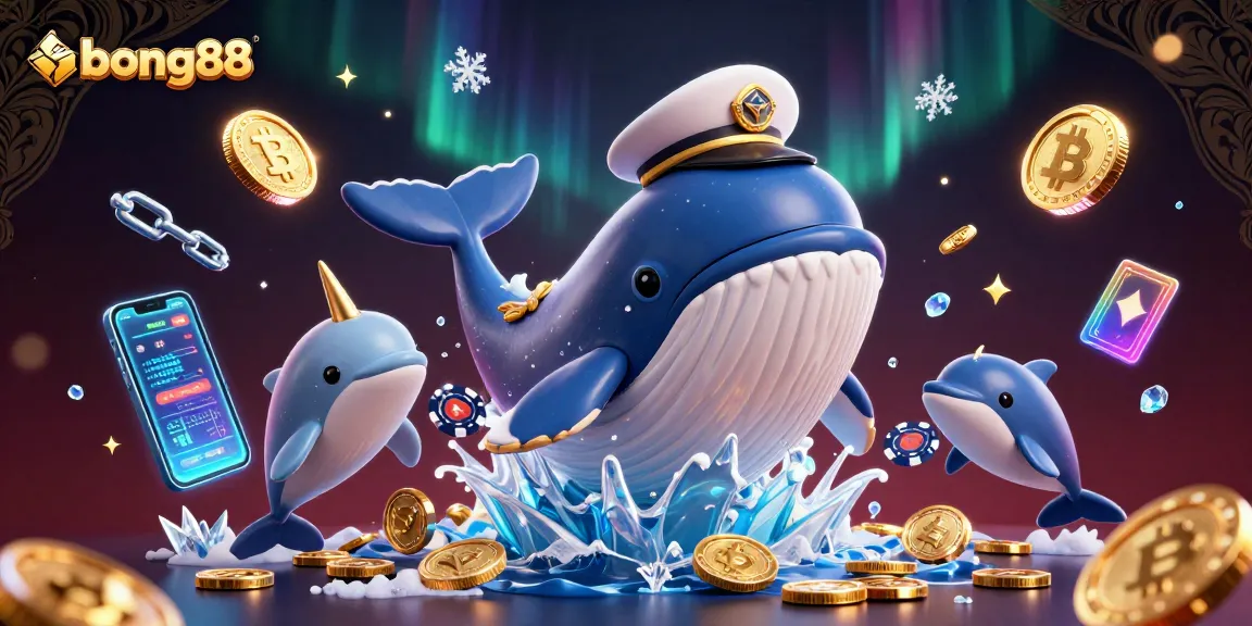 Join the excitement at bong88 with playful dolphins and a golden-horned narwhal in a vibrant casino scene.