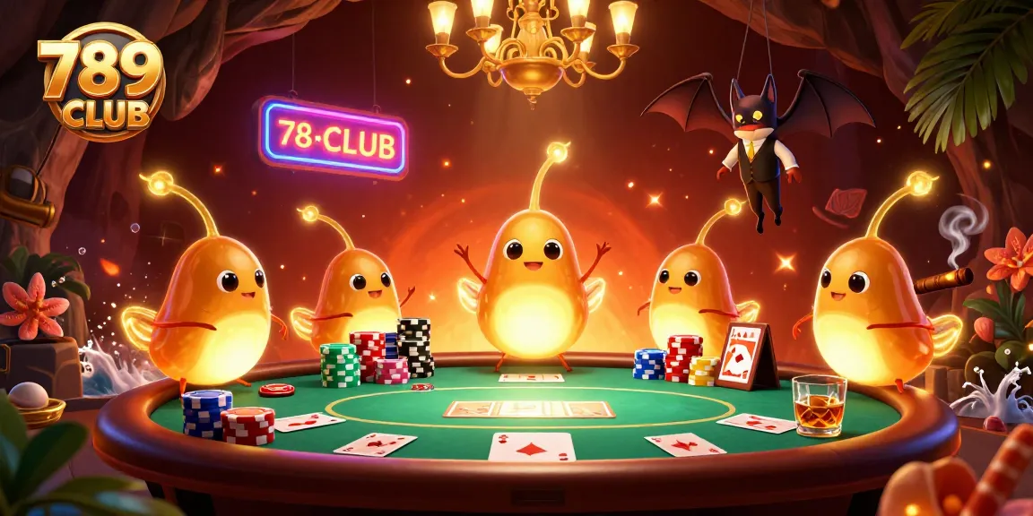Engage with 789CLUB at a lively casino scene featuring glowworms and a bat dealer.