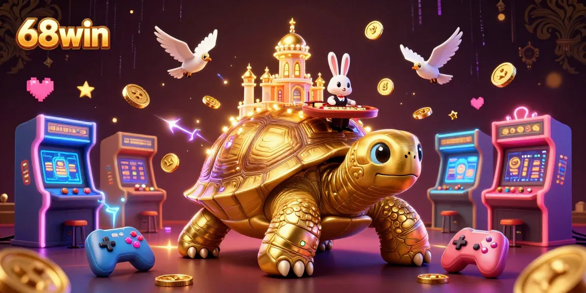 Experience thrilling wins at 68win with a vibrant 3D casino illustration featuring exciting gaming elements.