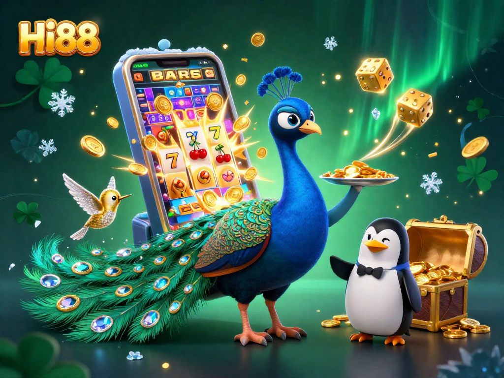 Experience the thrilling sensation at Hi88 with a 3D casino scene, showcasing dazzling characters and rich gaming elements.