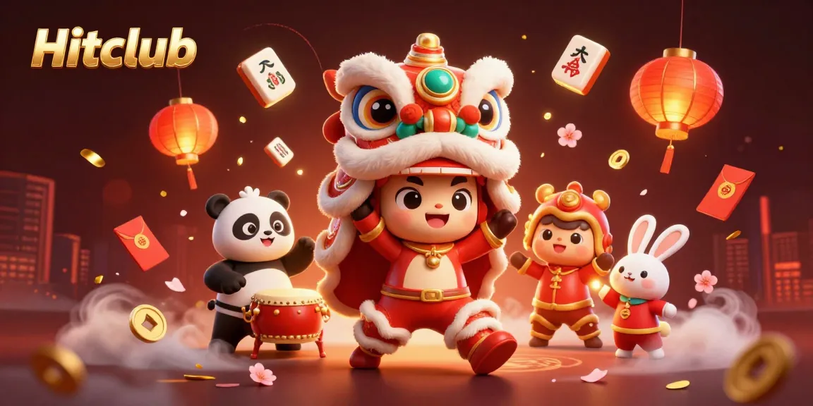 Experience the excitement of Hitclub with a vibrant Chinese New Year casino scene featuring lively characters and games.