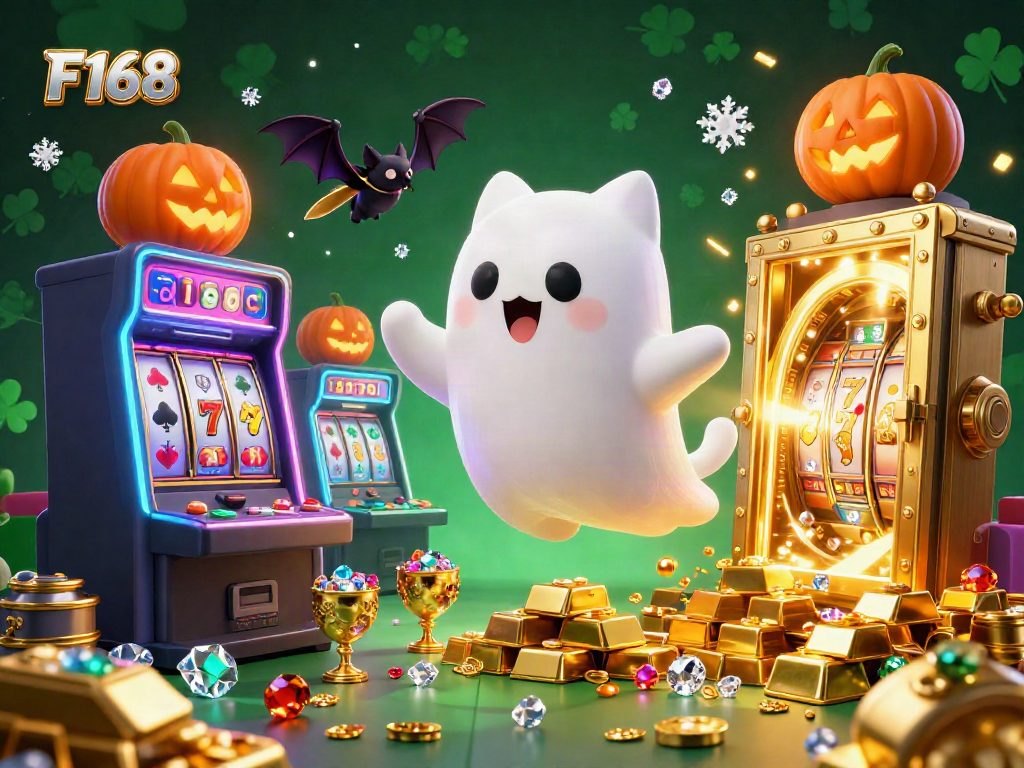 Experience the thrilling action of F168 with vibrant casino games and magical elements in a stunning scene.