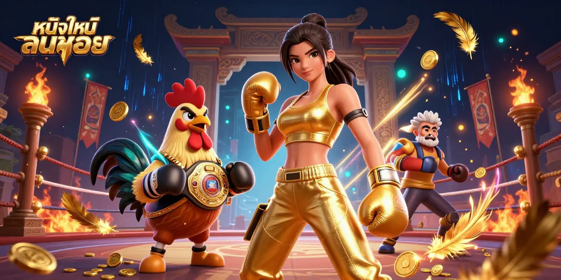 Experience thrilling moments with หนังใหม่ชนโรง in this vibrant casino illustration featuring dynamic characters and gaming elements.