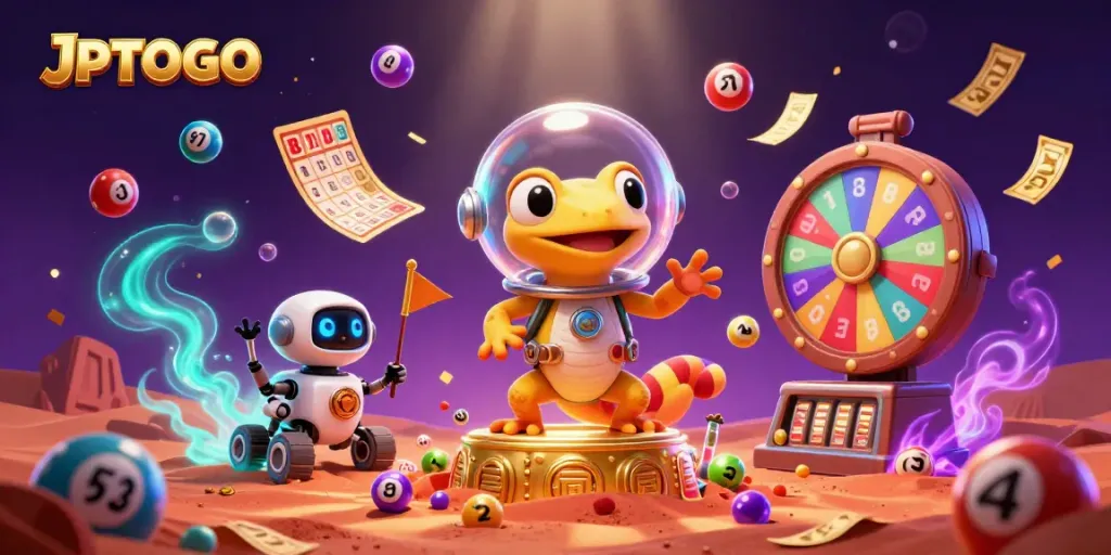 Join the excitement with JPTOTO as a Martian gecko uncovers treasures in a vibrant casino