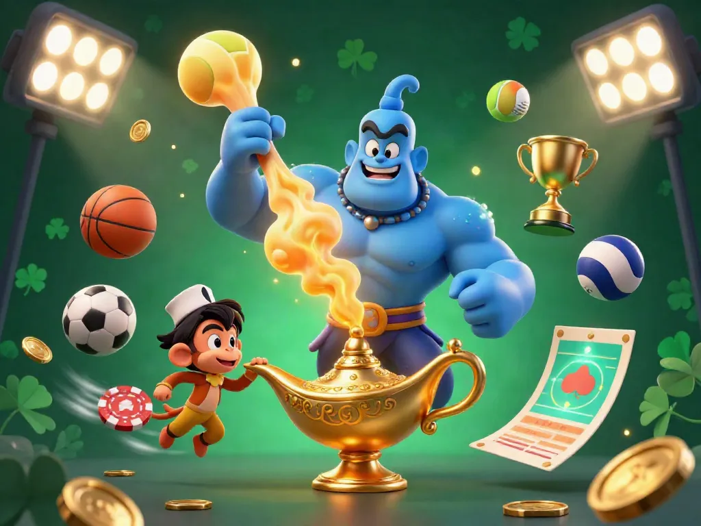 Engage in thrilling games at Rikvip with dynamic visuals featuring a blue genie and poker elements.
