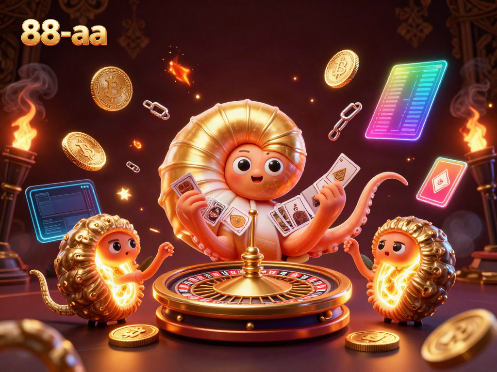 Bet on your luck with the 88-aa giant nautilus roulette and crypto coins in this vibrant 3D illustration.