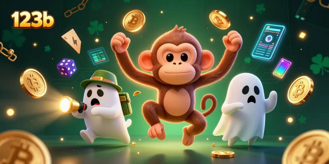 Experience thrilling gameplay at 123b with a poltergeist monkey juggling golden casino treasures.