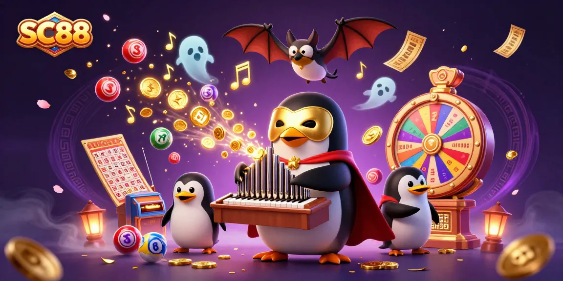 Experience thrilling gaming with SC88's vibrant lottery balls and golden ticket confetti.