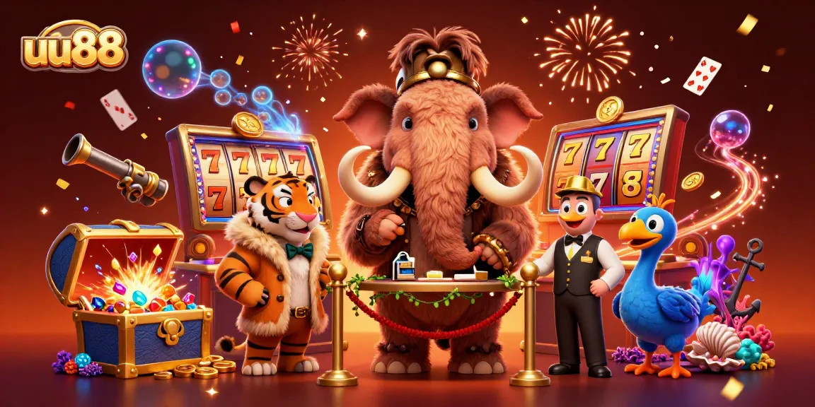 Experience the excitement of uu88's vibrant casino world with our dynamic characters and slot elements!