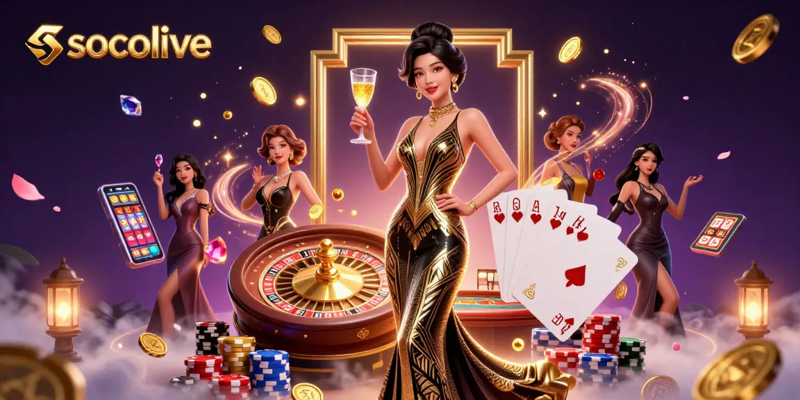 Socolive offers thrilling live casino experiences with elegant Asian women and classic gaming elements.