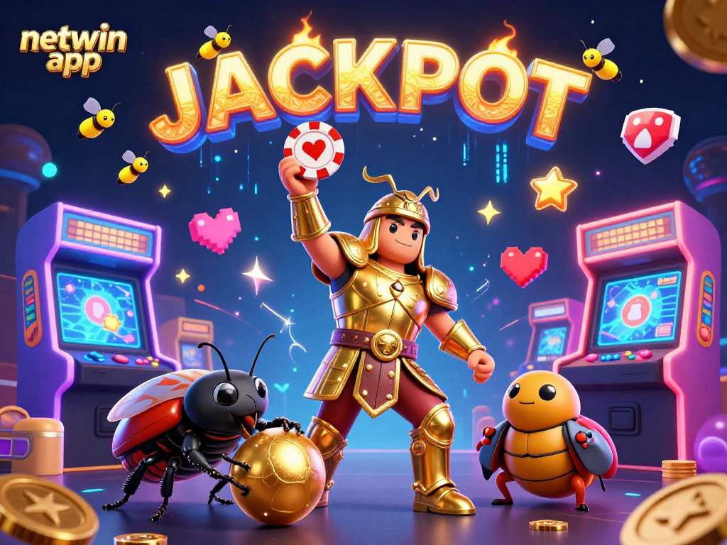 Win with the netwin app in an exciting casino environment featuring vibrant 3D characters.