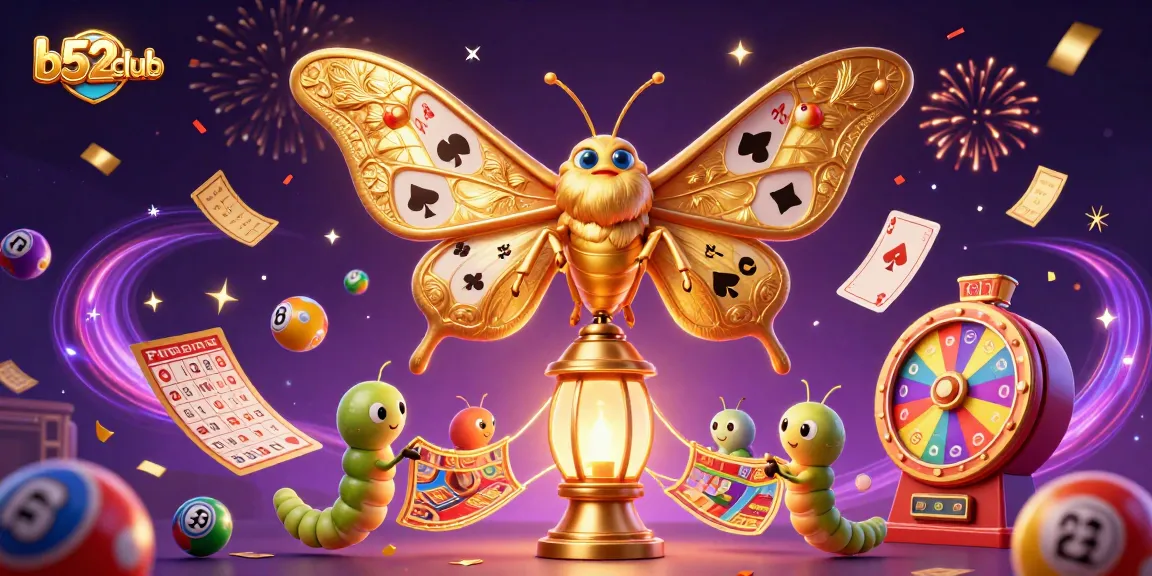 Bets on b52club thrive amid vibrant 3D illustration packed with lottery and casino excitement.