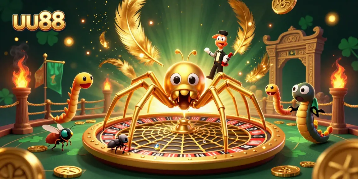 Join the excitement at uu88, where a golden spider spins a roulette wheel of luck and winnings.