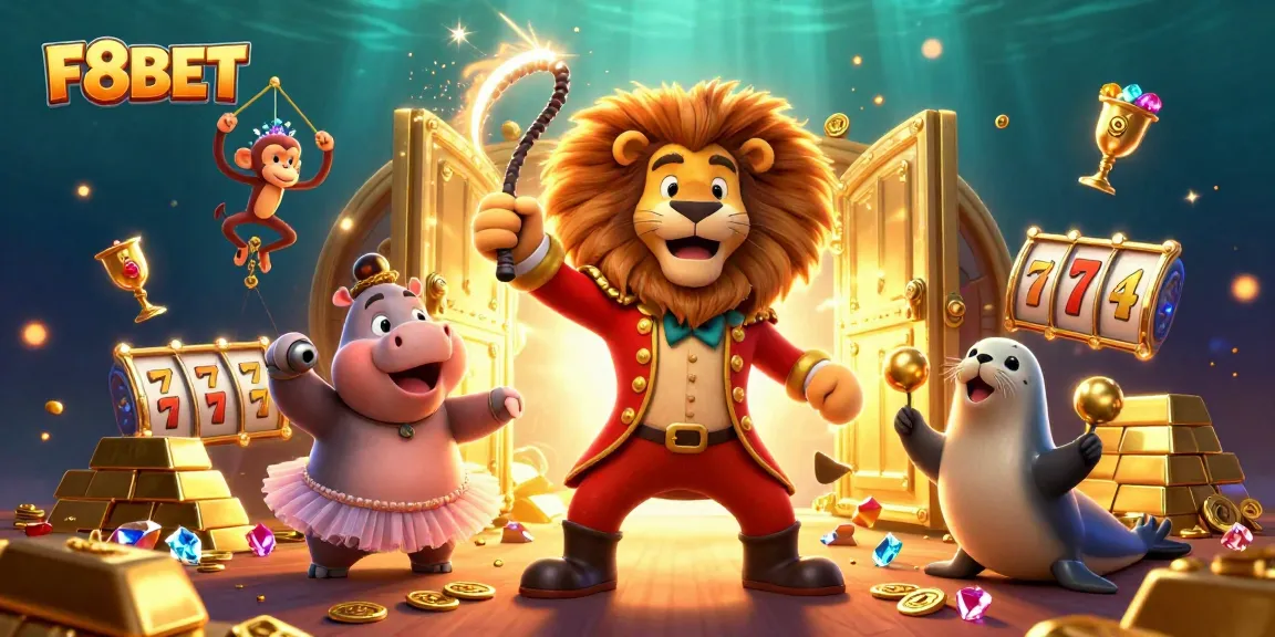Engage with F8BET slots through exciting games featuring a dynamic circus theme and treasure