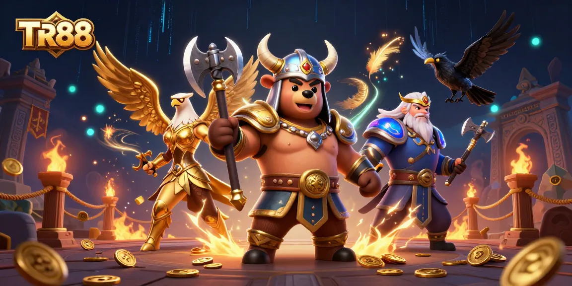 Engage with TR88's thrilling gaming experience featuring dynamic characters in a vibrant casino setting.