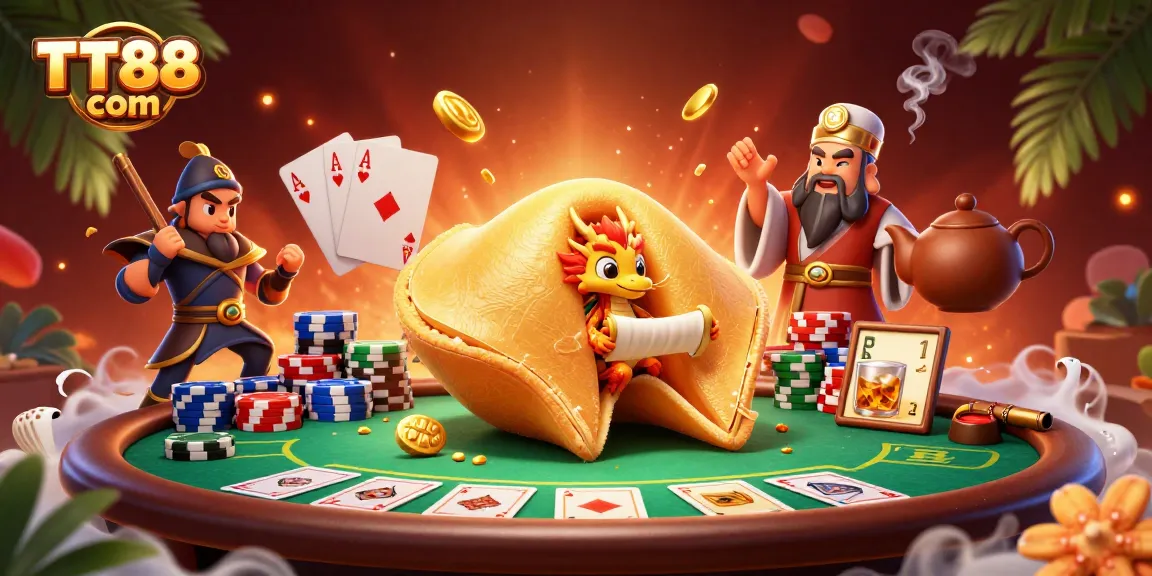 Engage in exciting gaming at TT88 com with vibrant casino elements and a playful dragon theme.