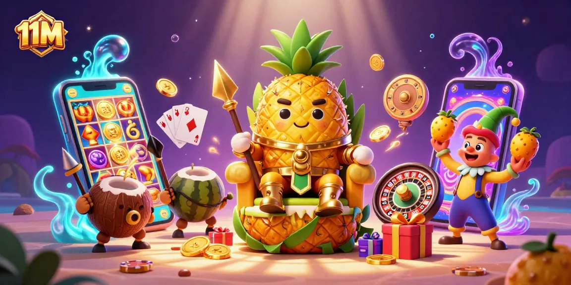 Experience thrilling slot action with 11M's vibrant casino scene and engaging characters.