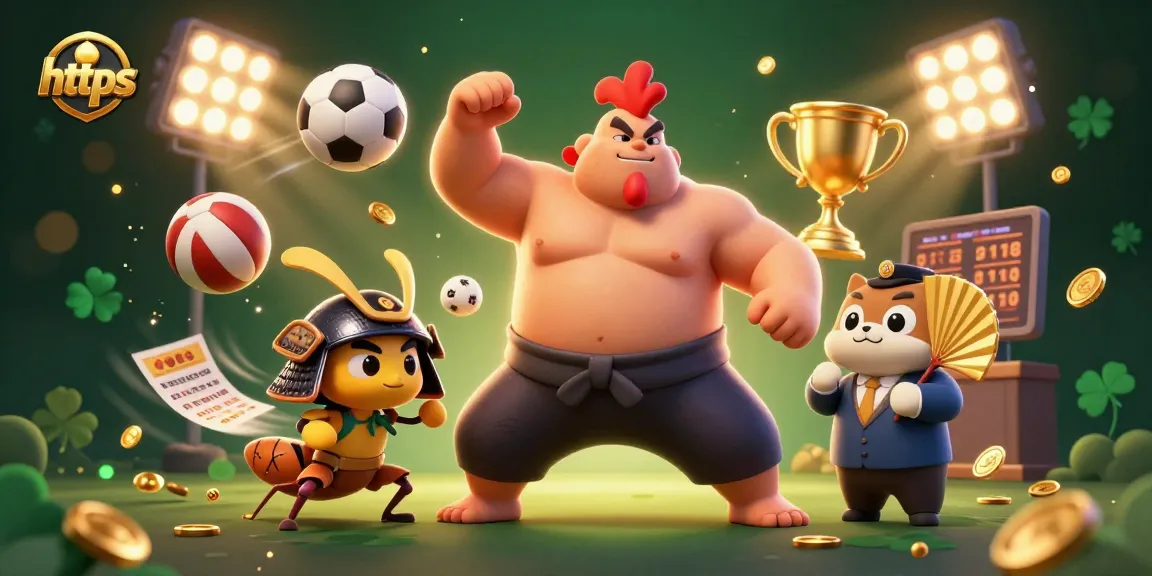 Engage with sports betting excitement at https featuring a lively casino scene with winning characters.