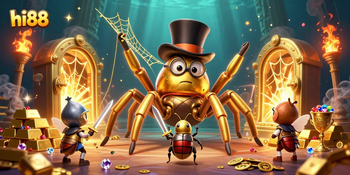 Experience the thrilling adventure with hi88, a golden tarantula weaving a web of winnings!