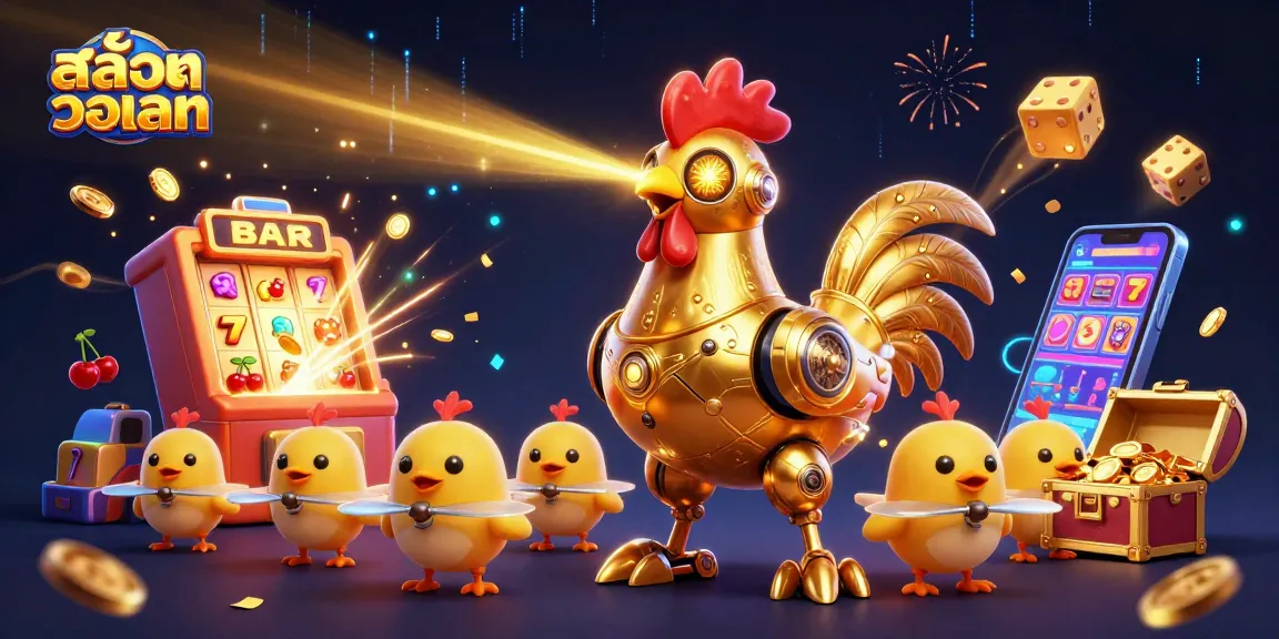 Experience สล็อตวอเลท with vibrant 3D retro-futuristic characters engaging in casino action.