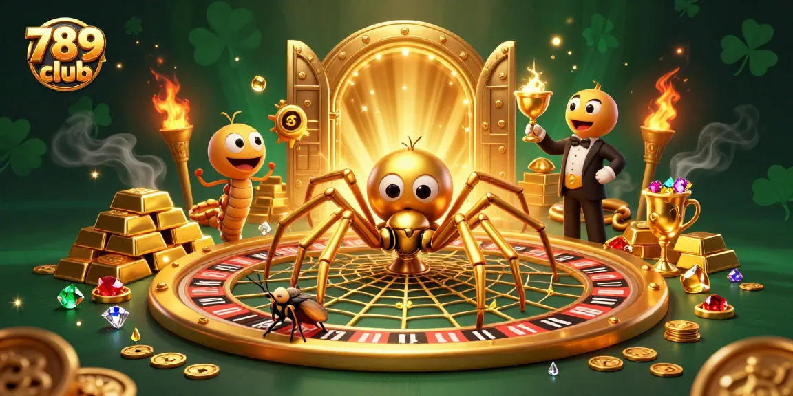 Engage in thrilling betting at 789 club, featuring a golden spider web roulette and captivating gems.