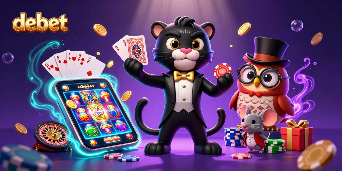 Debet showcases excitement as the panther deals cards in a lively casino scene.