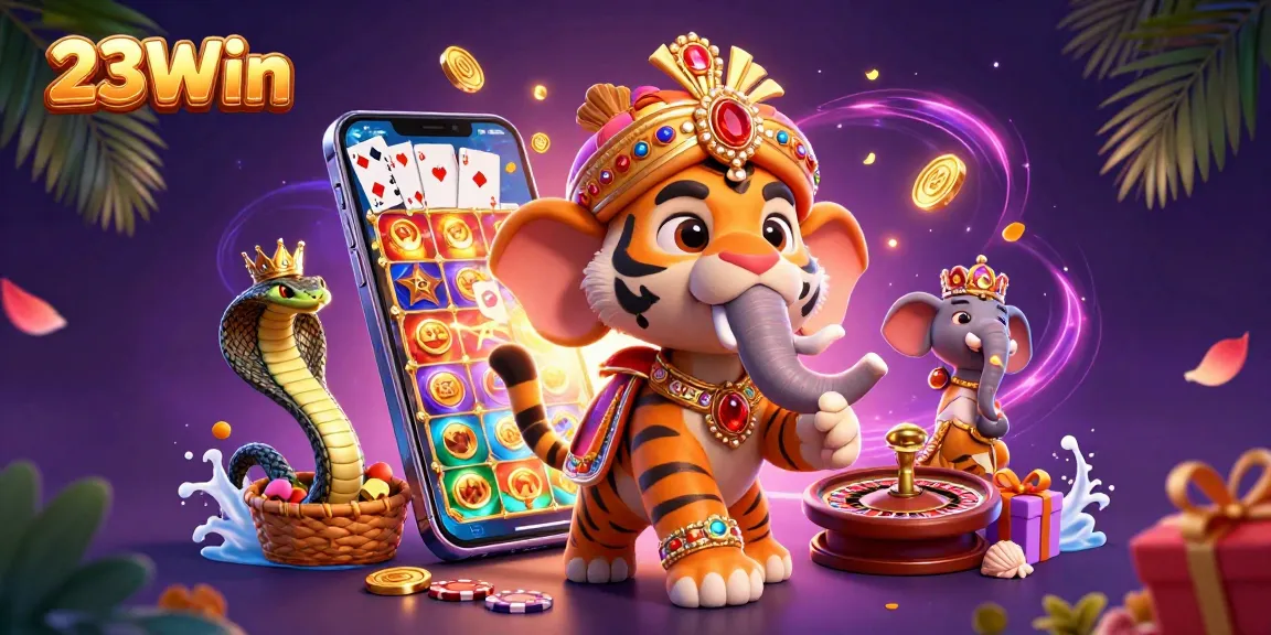 Experience the thrill of winning at 23Win with vibrant 3D casino imagery and engaging slot games.