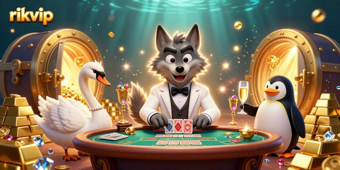 Engage with the exciting world of rikvip featuring a lively scene with characters representing casino gameplay.