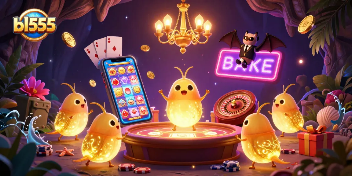 Experience the charm of bl555's casino with glowing elements and engaging game features in a vibrant setting.