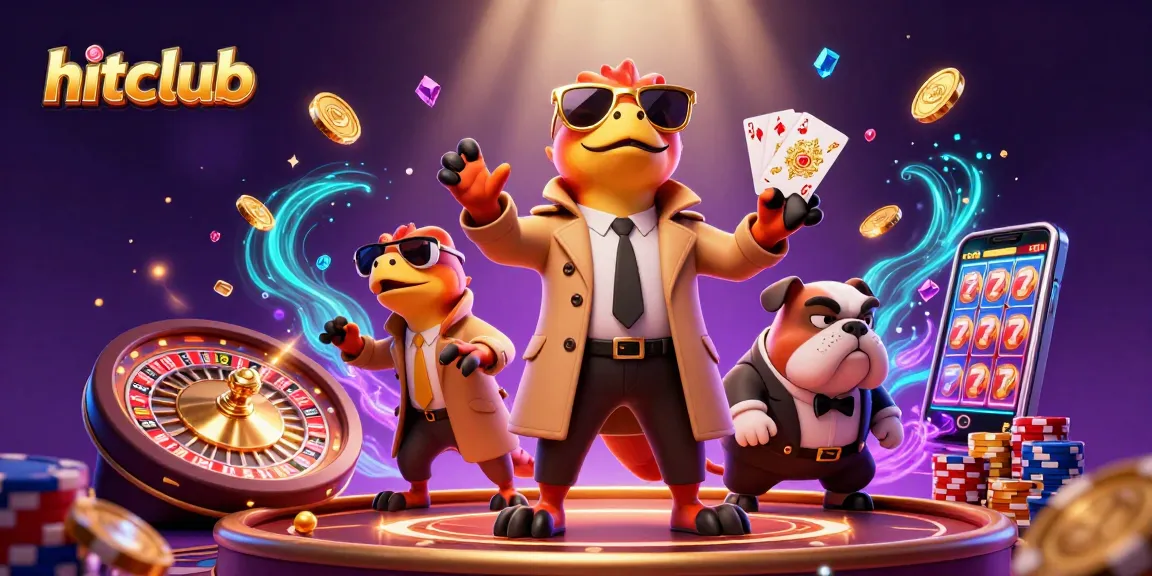 Hitclub raptors amusingly attempting to enter a casino with gold coins and vibrant lights.