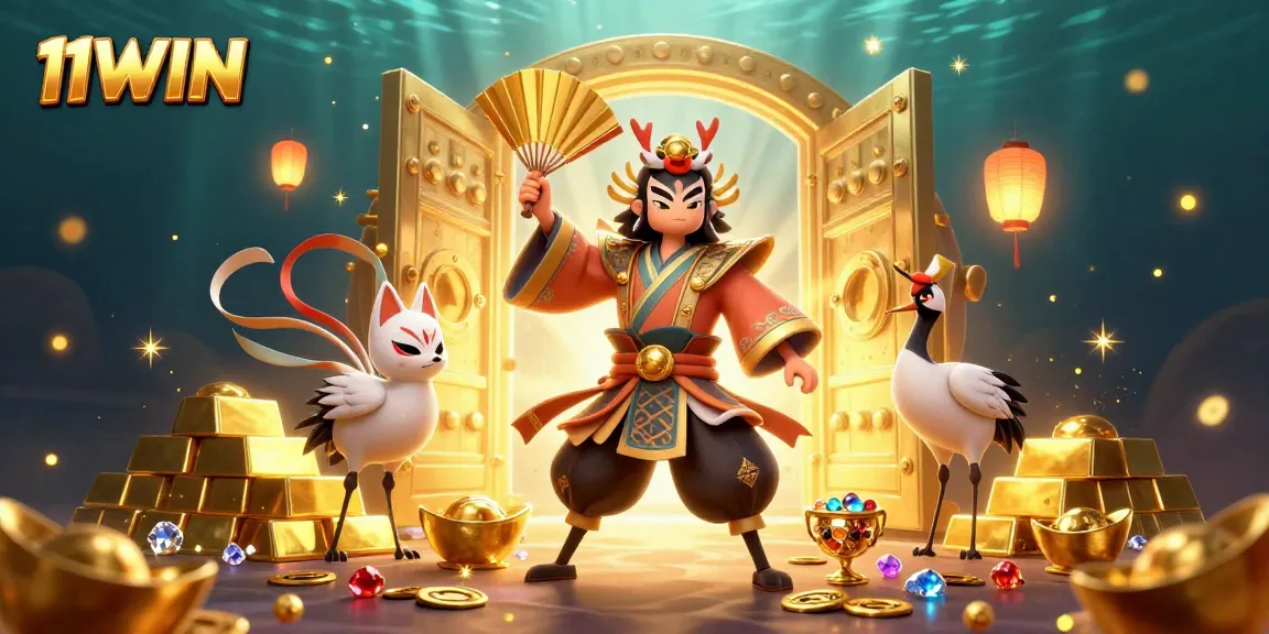 Experience the thrill of winning with 11WIN in a vibrant casino scene full of treasures.