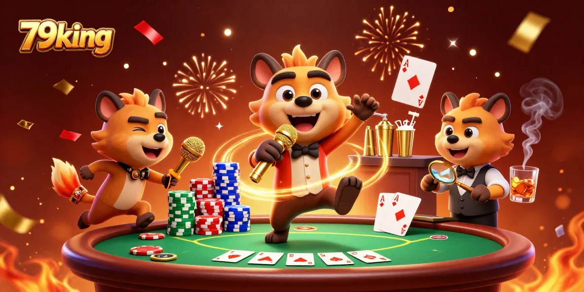 Experience the excitement of 79king's casino with lively hyenas in a vibrant, comedic setting.