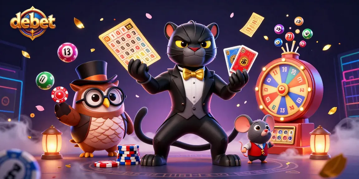 Experience debet gaming with a stylish panther dealer, vibrant lottery elements, and rich casino ambiance.