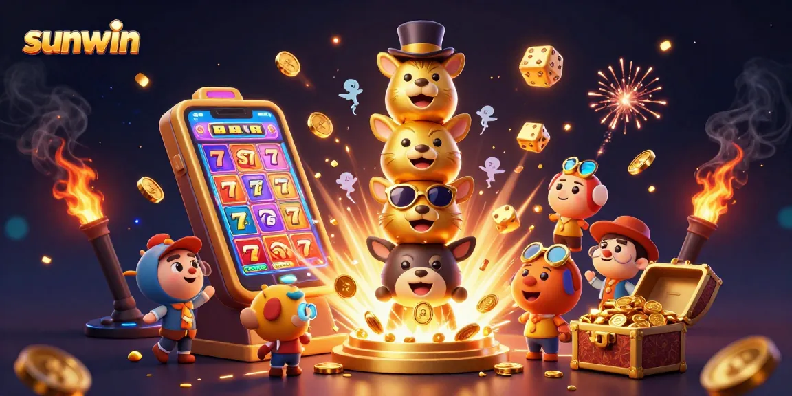 Experience big wins at Sunwin with dynamic casino illustrations featuring exciting jackpots and colorful games.