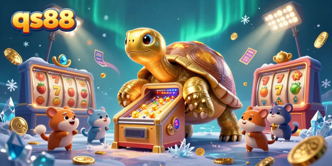 Experience exciting gameplay with qs88's vibrant casino adventures featuring a colossal golden tortoise.