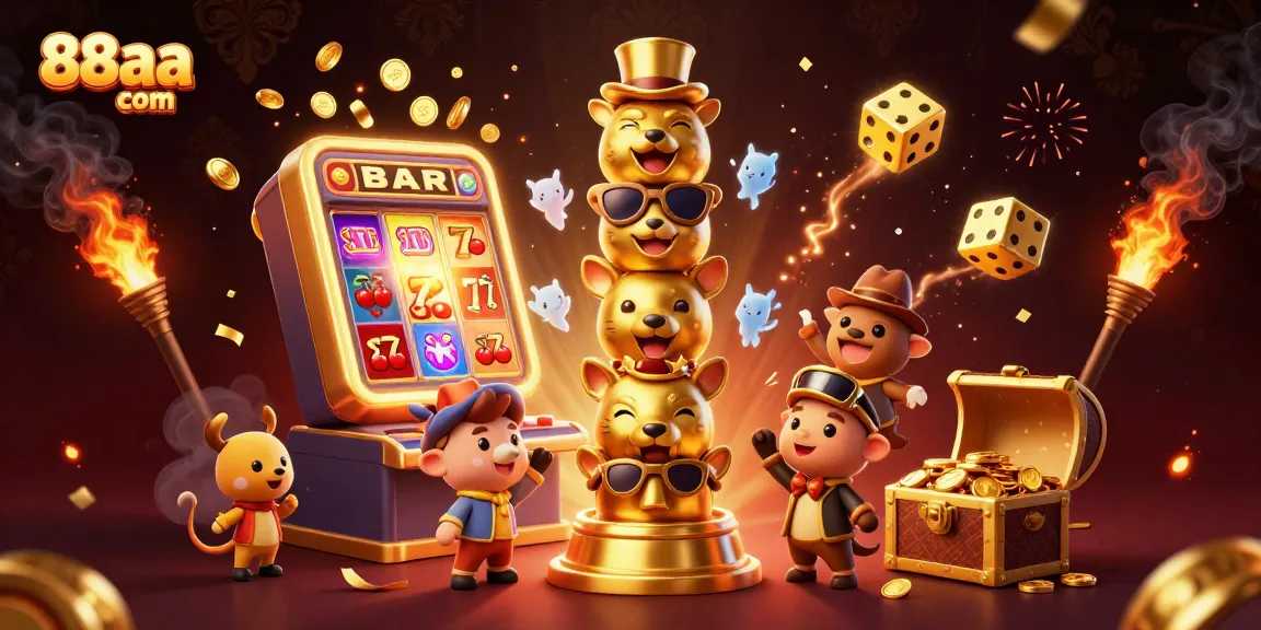 Spin the reels of 88aa com with vibrant symbols and dynamic gaming elements all around.