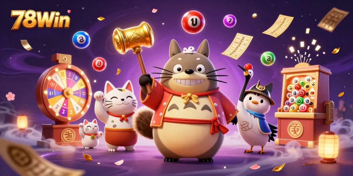 Engage in thrilling action at 78Win with a lively 3D scene showcasing cheerful characters and dynamic casino elements.