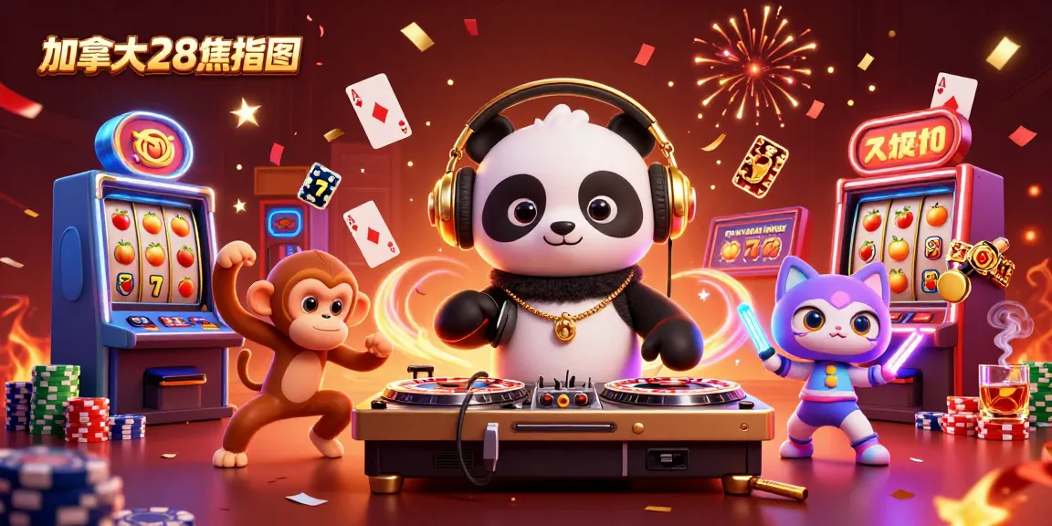 Experience excitement with 加拿大28走势图 as a DJ panda spins and characters celebrate in an engaging casino scene.