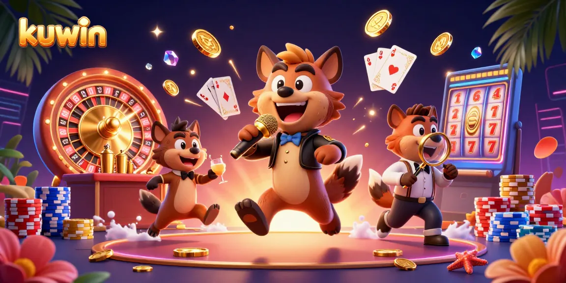 kuwin characters enliven a comedy casino club scene with vibrant games and gold effects