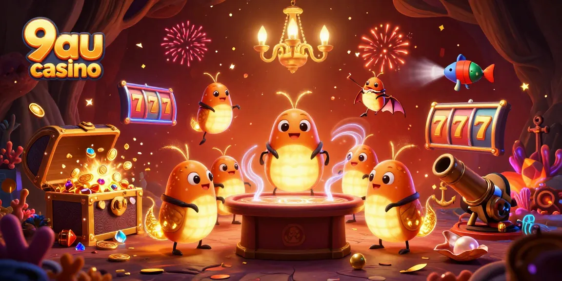 Experience the vibrant atmosphere of 9au casino with glowworms illuminating the casino treasures.
