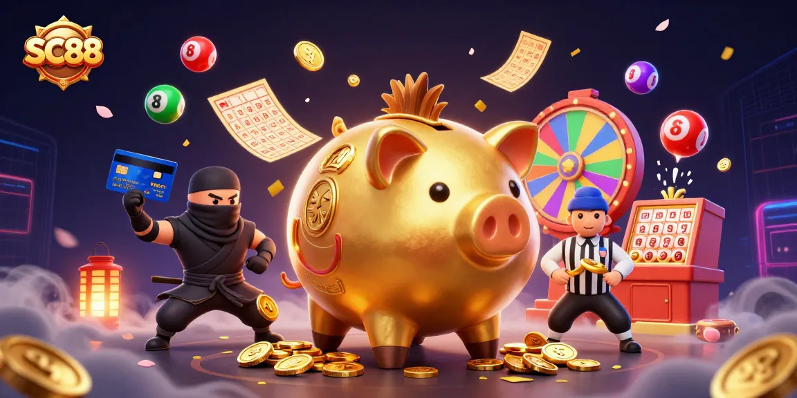 SC88 showcases an exciting casino showdown with a piggy bank sumo wrestler, ninja, and samurai surrounded by dynamic elements.
