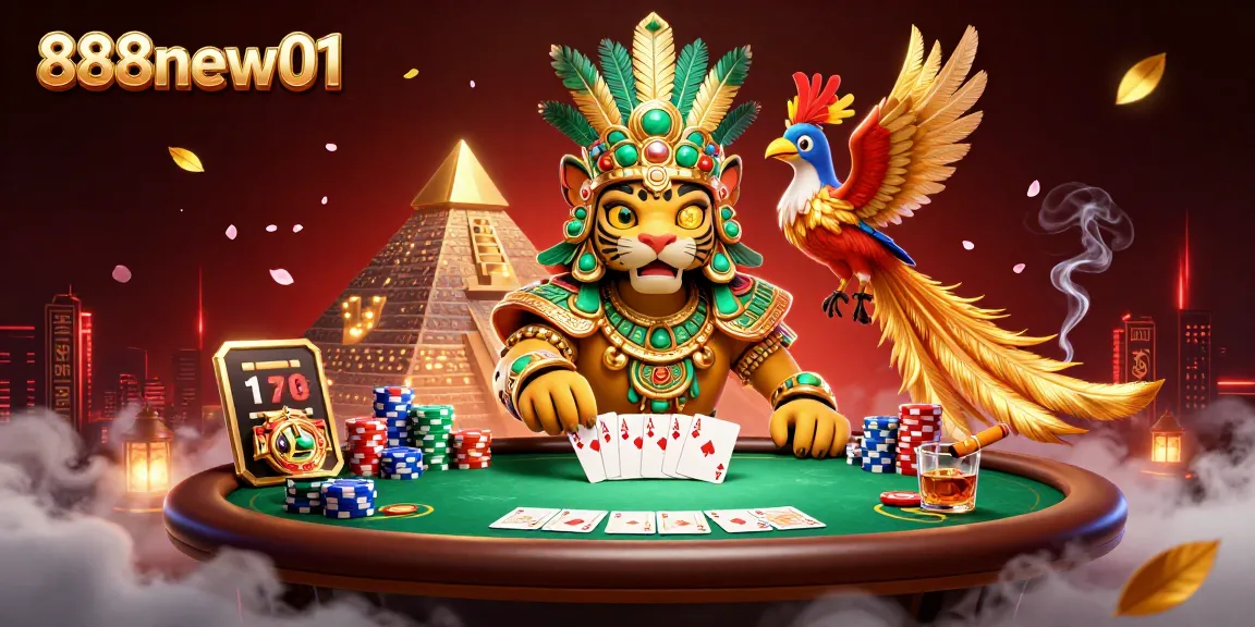 Engage with thrilling games at 888new01 featuring vibrant poker elements and a captivating Mayan theme.
