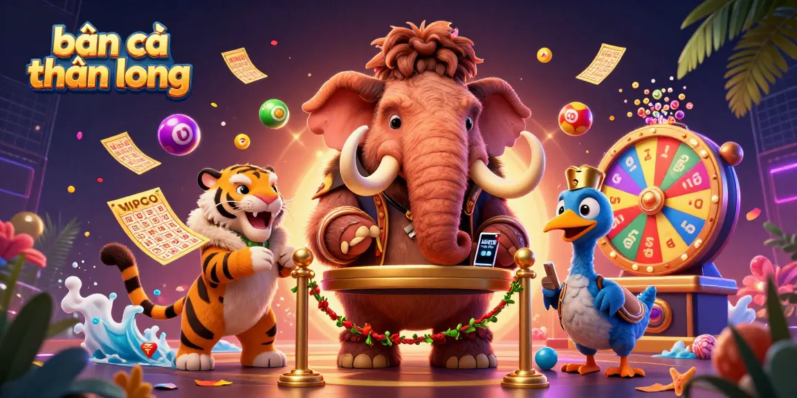 Experience the excitement of bắn cá thần long with vibrant lottery elements and engaging casino characters.