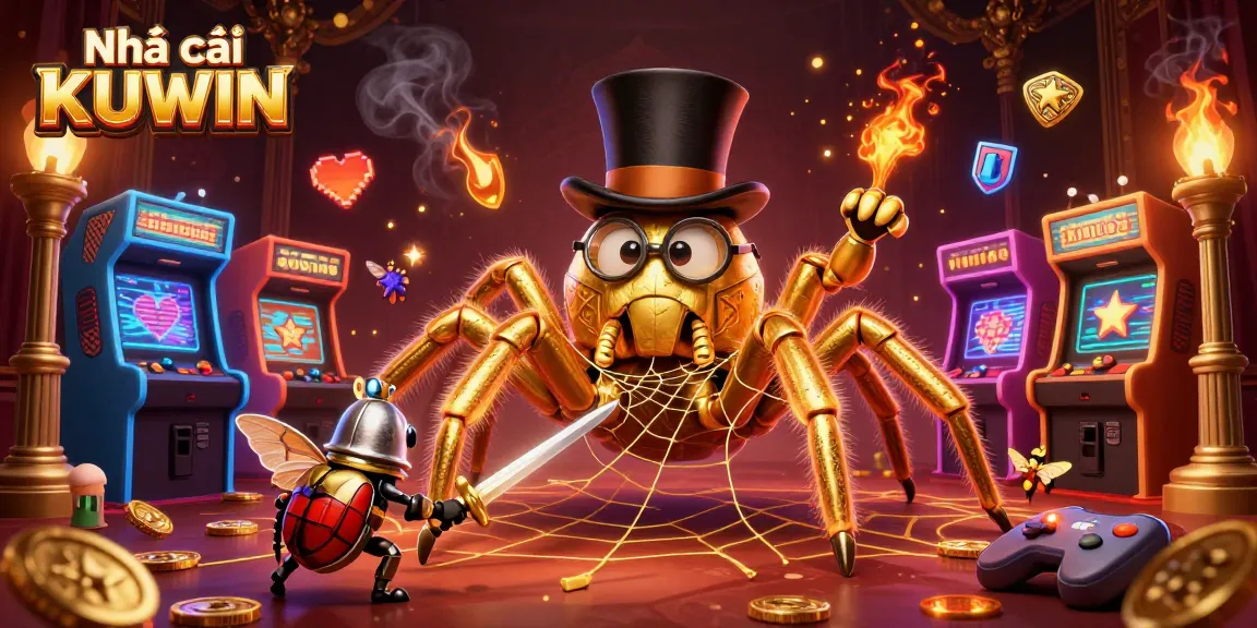 Engage in the thrilling casino world of Nhà cái KUWIN with a colorful, dynamic 3D illustration.